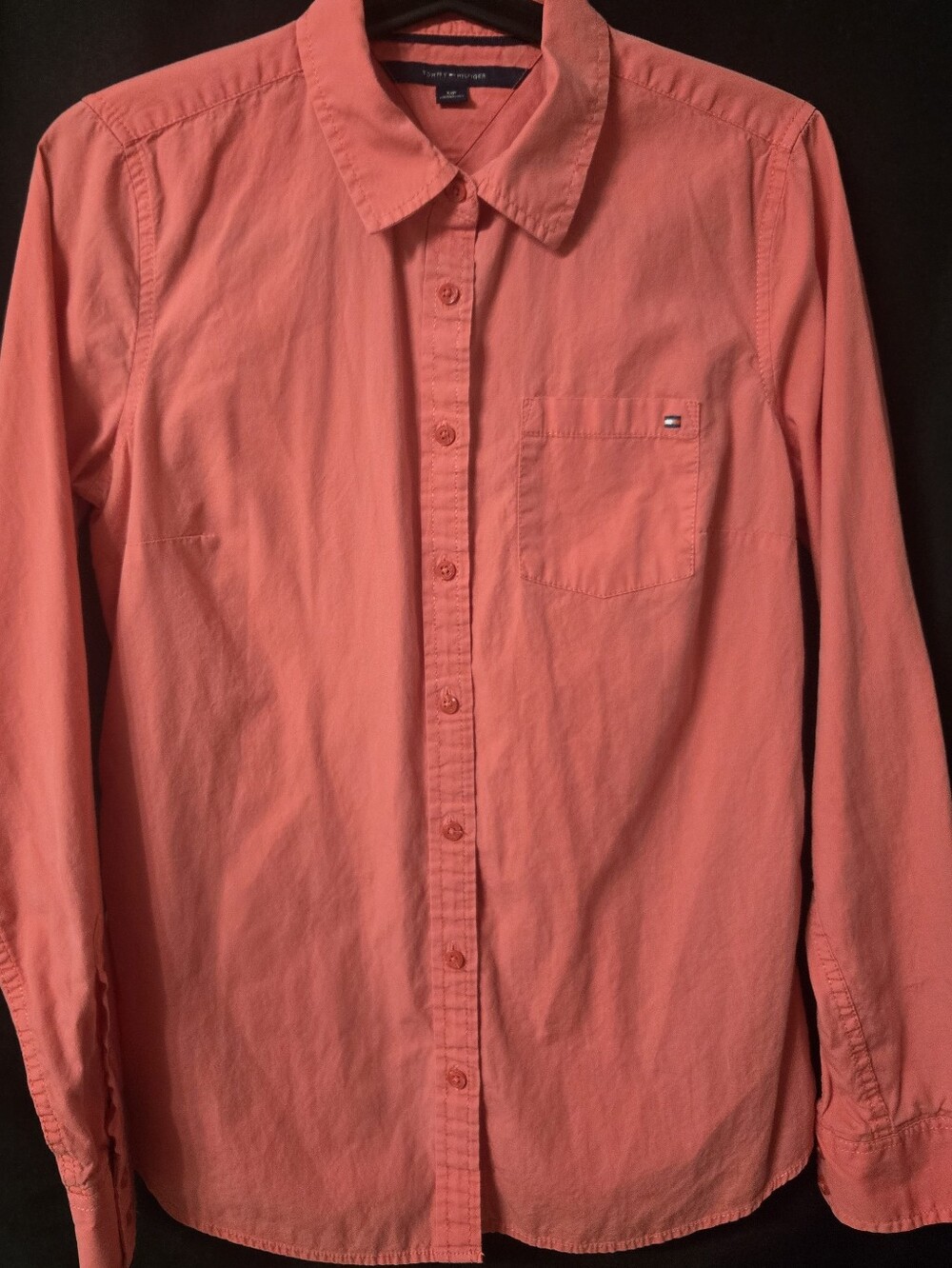 Tommy Hilfiger Coral-Orange Long-Sleeve Button-Down Shirt
